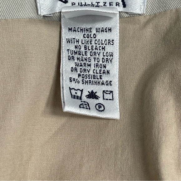 LILLY PULITZER Khaki Skort Pink Monkey Embriodered Scalloped Hem Stretch Size 2 - Picture 7 of 10